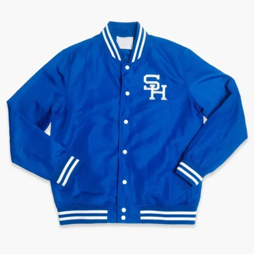 Seton Hall Pirates Bomber Blue Satin Varsity Jacket