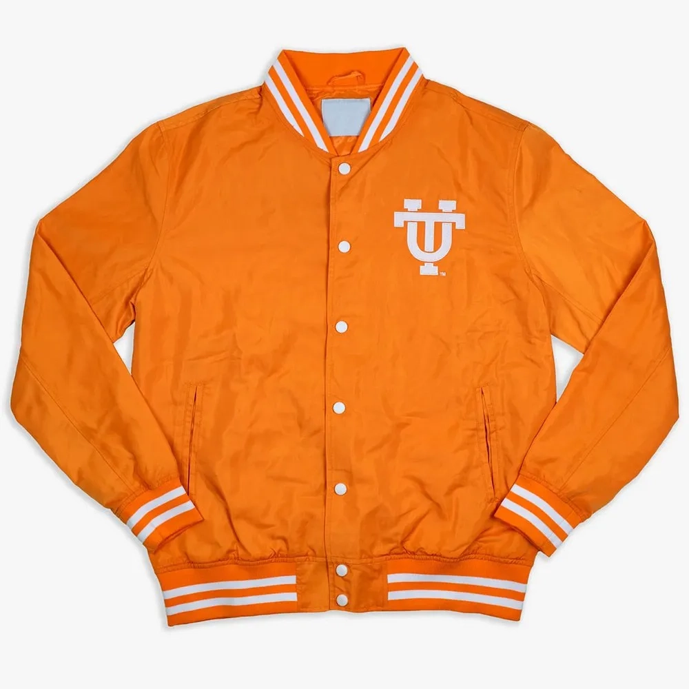 Tennessee Volunteers Script Orange Bomber Satin Varsity Jacket