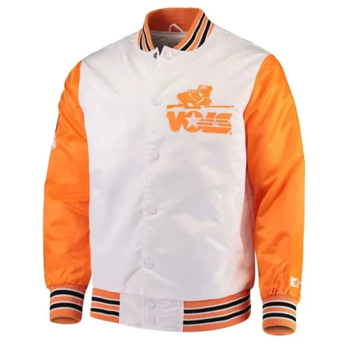 Tennessee Volunteers The Rookie White/Orange Satin Varsity Jacket