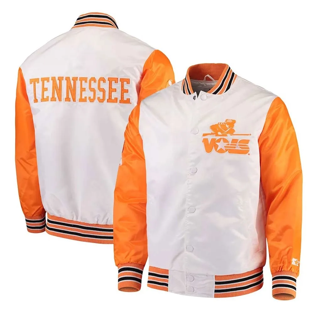 Tennessee Volunteers The Rookie White/Orange Satin Varsity Jacket - Image 3