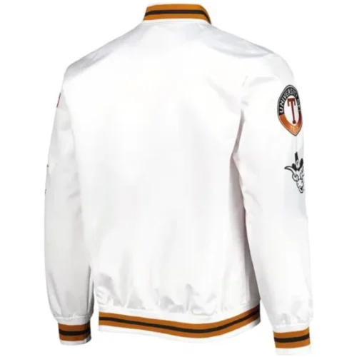 Alternative view of Texas Longhorns City Collection White Satin Varsity Jacket