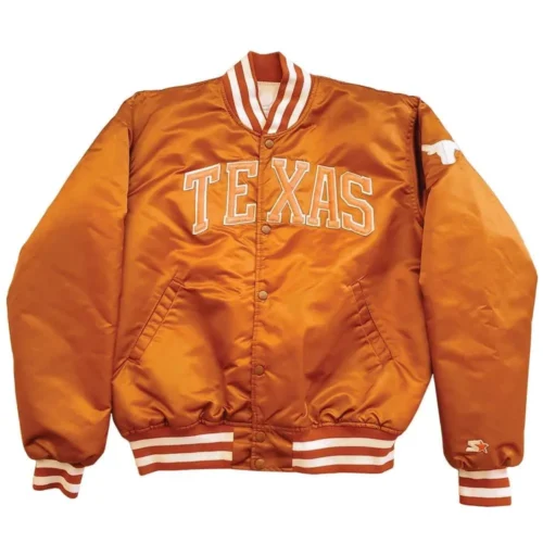 Texas Longhorns Vintage Full-Snap Orange Satin Varsity Jacket