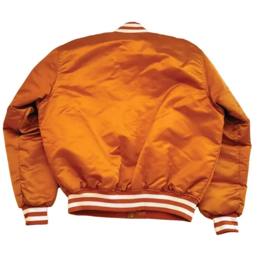 Alternative view of Texas Longhorns Vintage Full-Snap Orange Satin Varsity Jacket