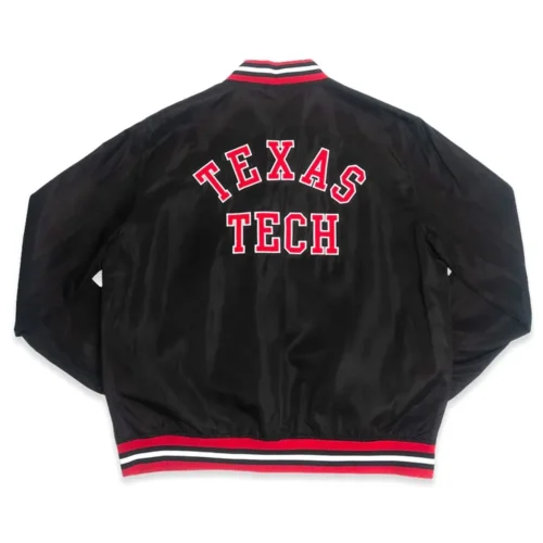 Alternative view of Texas Tech Red Raiders Bomber Black Satin Varsity Jacket