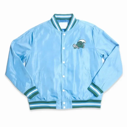 Tulane Green Wave Script Bomber Blue Satin Varsity Jacket