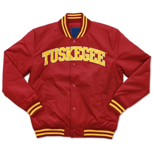 Tuskegee Golden Tigers 1881 Red Bomber Satin Varsity Jacket