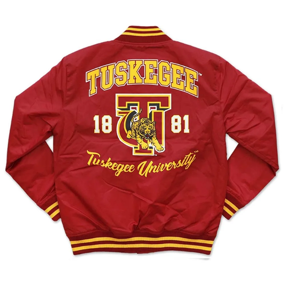 Tuskegee Golden Tigers 1881 Red Bomber Satin Varsity Jacket - Image 2