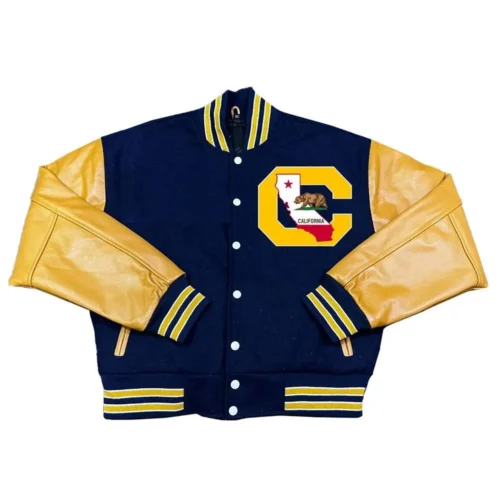 California Golden Bears Navy/Yellow Wool & Leather Varsity Jacket
