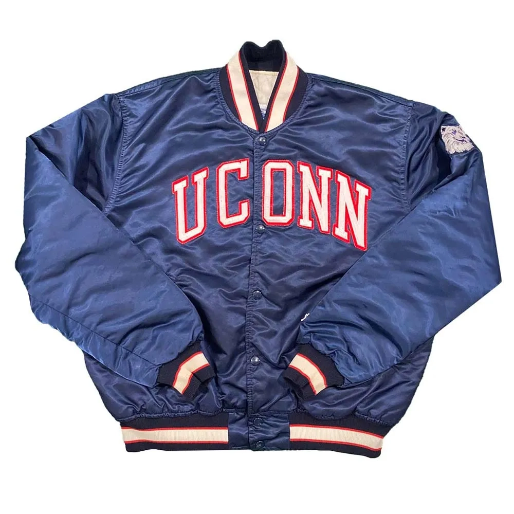 UConn Huskies Huskies Navy Satin Varsity Jacket