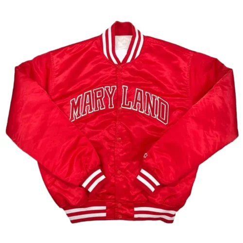 Maryland Terrapins Red Satin Varsity Jacket