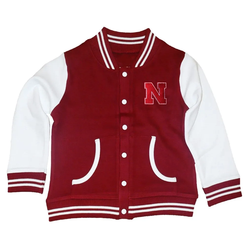 Nebraska Cornhuskers Letterman Red/White Wool & Leather Varsity Jacket