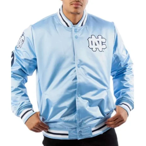 North Carolina Tar Heels Blue Satin Varsity Jacket