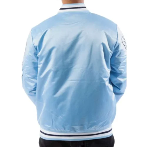 Alternative view of North Carolina Tar Heels Blue Satin Varsity Jacket