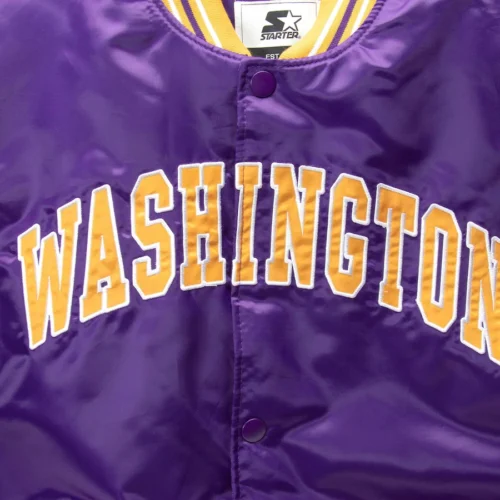 Washington Huskies The Enforcer Purple Satin Varsity Jacket - Image 3