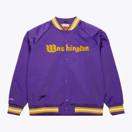 Washington Huskies Throwback Wordmark Purple Satin Varsity Jacket