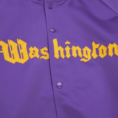 Washington Huskies Throwback Wordmark Purple Satin Varsity Jacket - Image 3