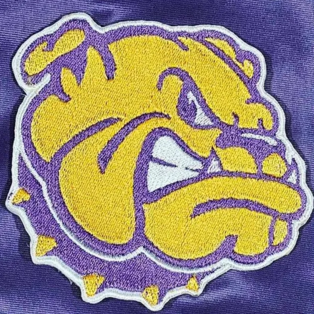 Western Illinois Leathernecks Vintage Purple Satin Varsity Jacket - Image 3