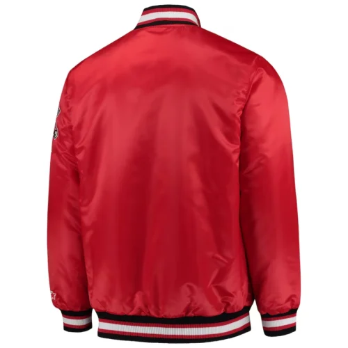 Wisconsin Badgers O-Line Red Satin Varsity Jacket - Image 3