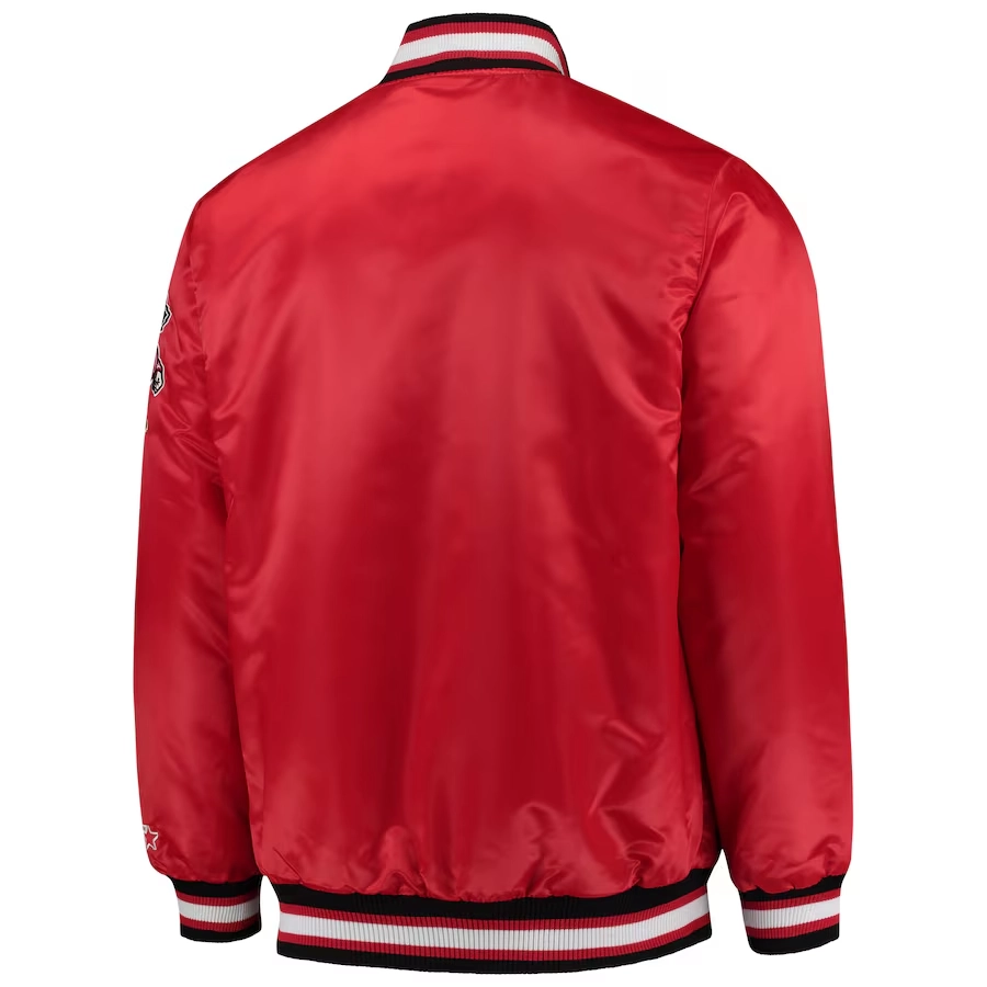 Wisconsin Badgers O-Line Red Satin Varsity Jacket - Image 3