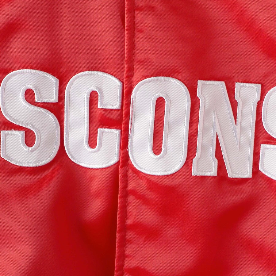 Wisconsin Badgers O-Line Red Satin Varsity Jacket - Image 4