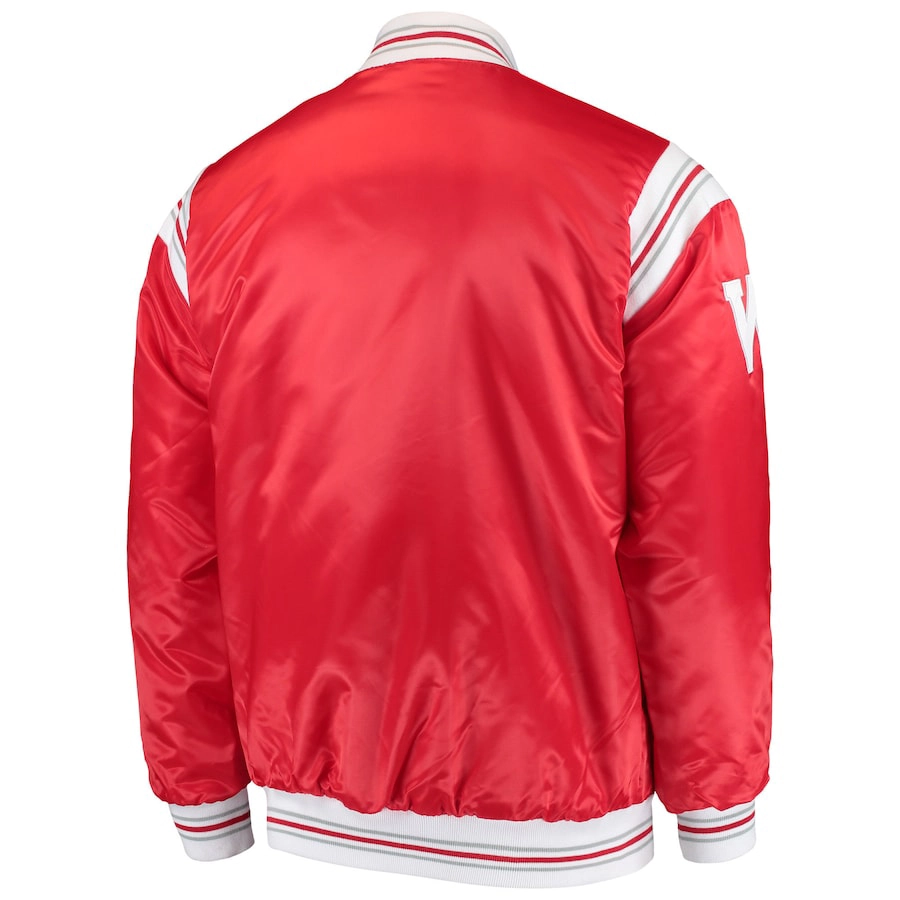 Wisconsin Badgers The Enforcer Red Satin Varsity Jacket - Image 2