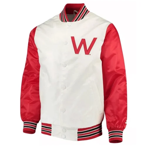 Wisconsin Badgers The Rookie White/Red Satin Varsity Jacket
