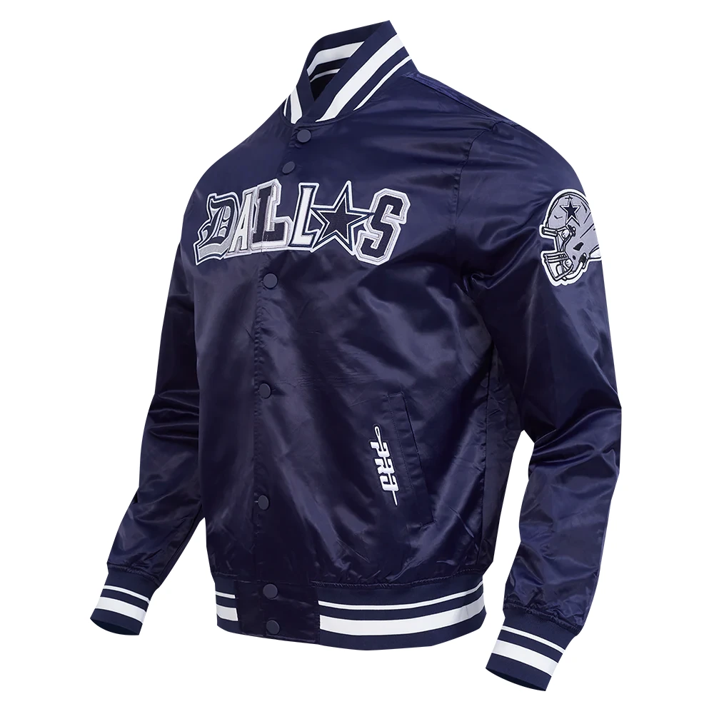 Alternative view of Dallas Cowboys City Ransom Navy Satin Varsity Jacke
