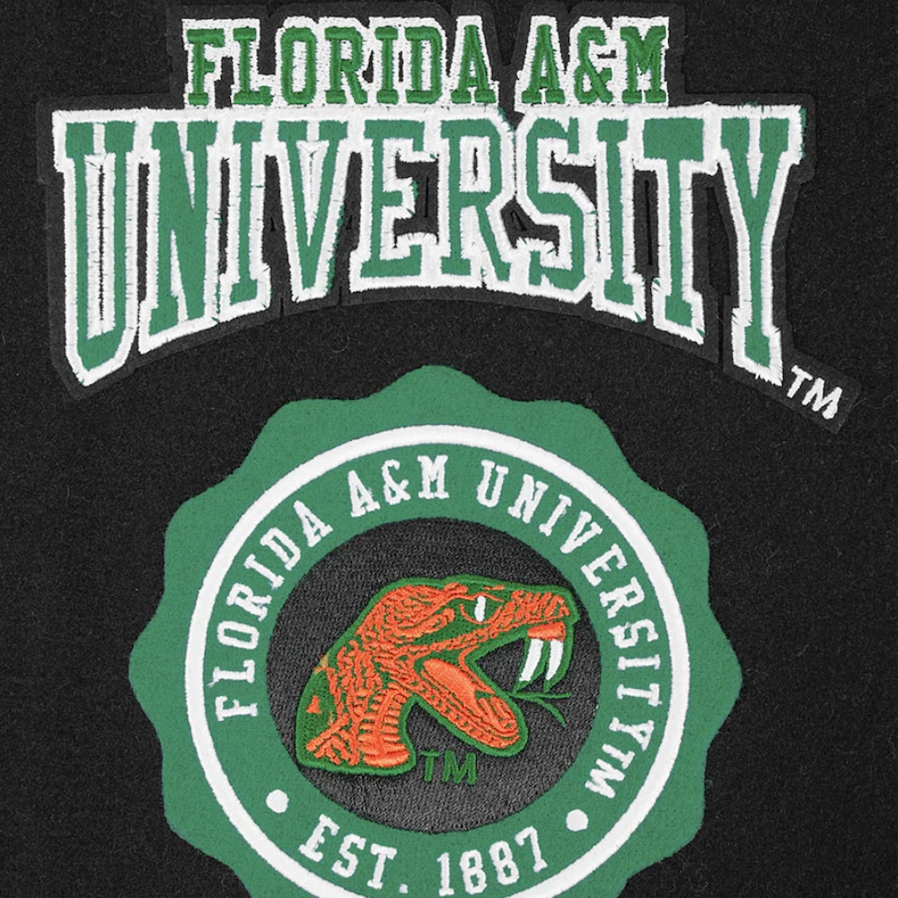 Florida A&M Rattlers Crest Emblem Black Wool & Varsity Jacket - Image 5