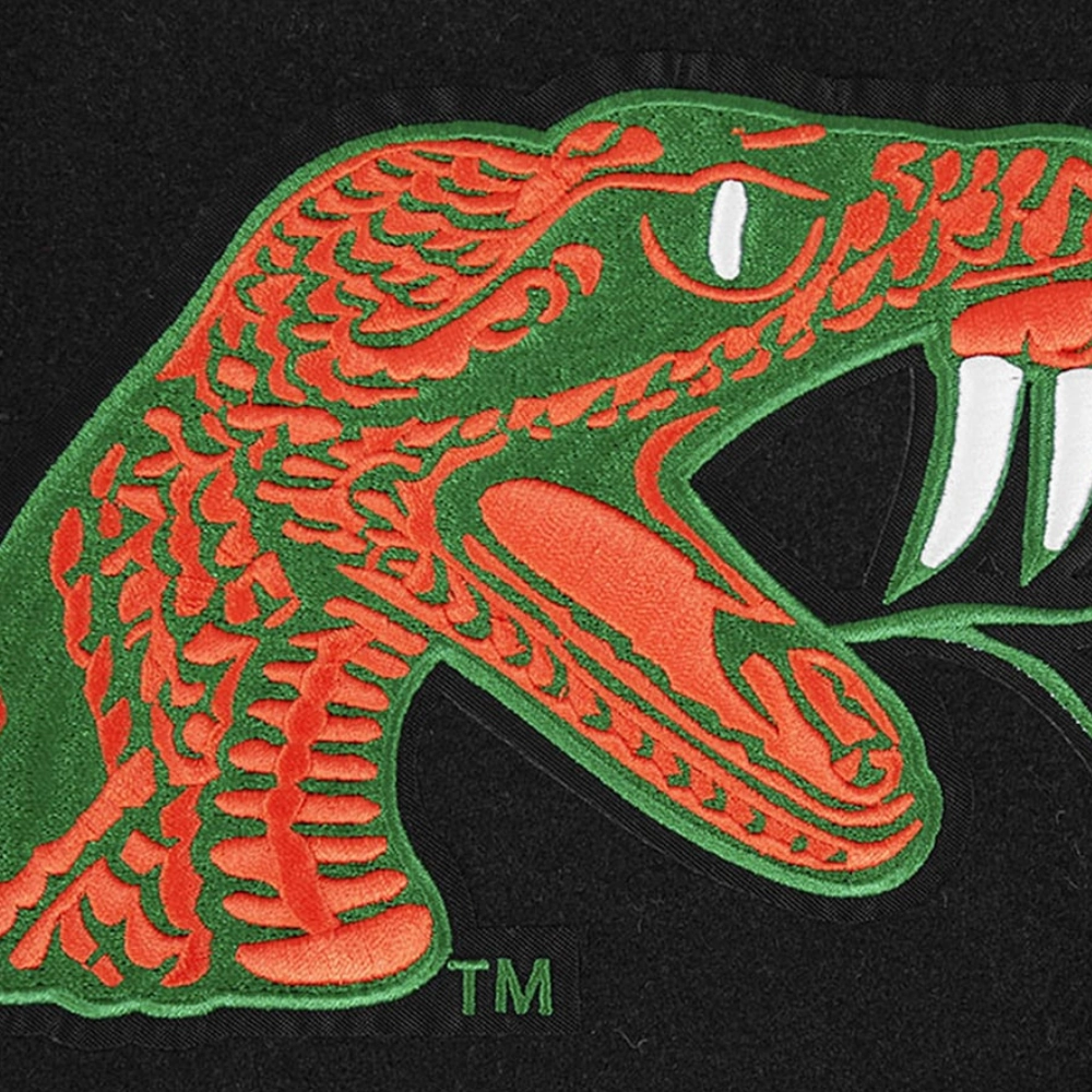 Florida A&M Rattlers Crest Emblem Black Wool & Varsity Jacket - Image 6