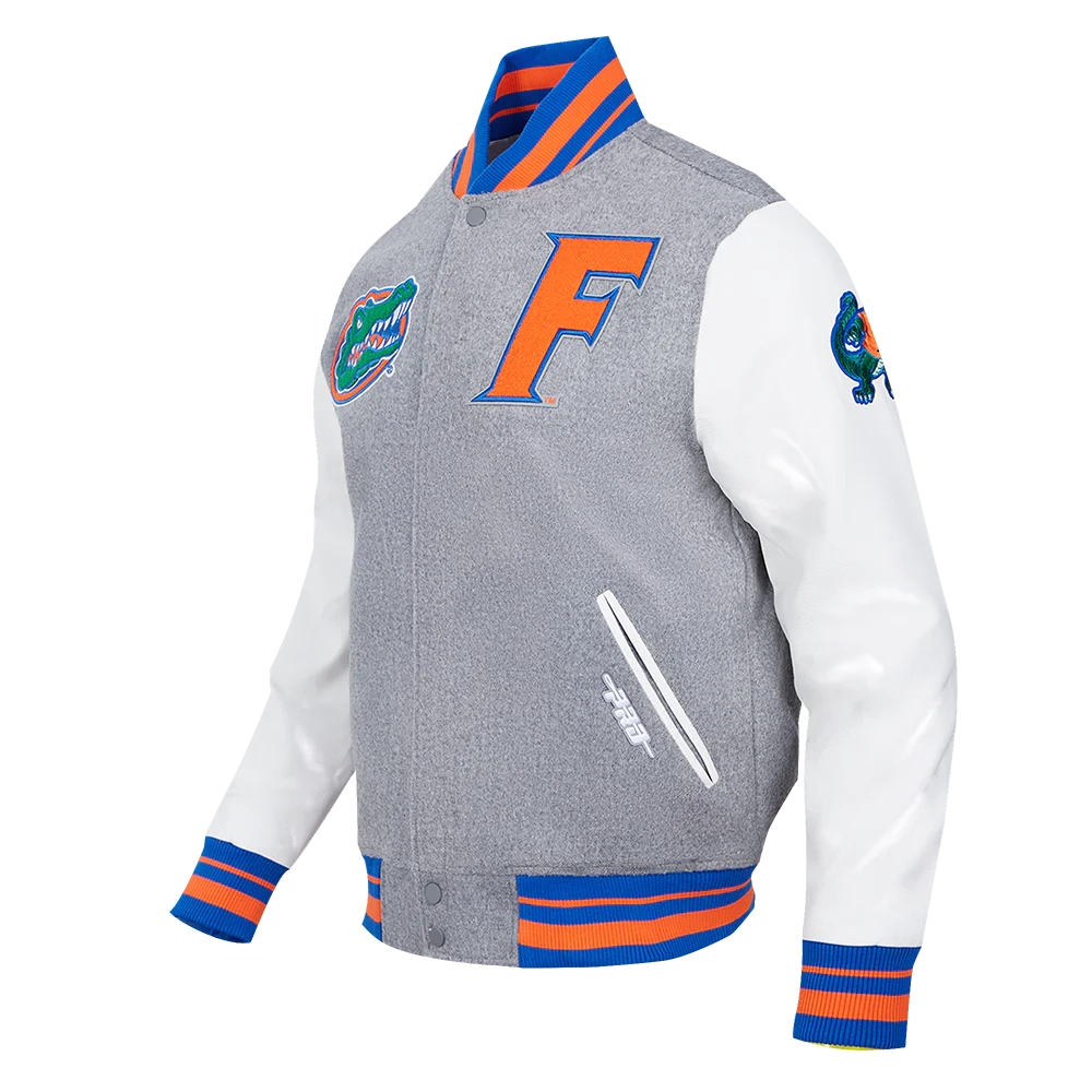 Alternative view of Florida Gators Classic Grey/White Wool & Leather Varsity Jacket