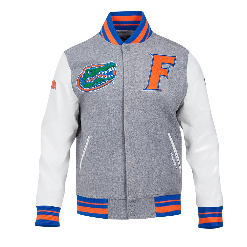 Florida Gators Classic Grey/White Wool & Leather Varsity Jacket