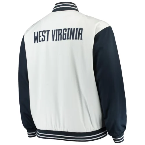 Alternative view of West Virginia Mountaineers Big & Tall White/Navy Satin Varsity Jacket