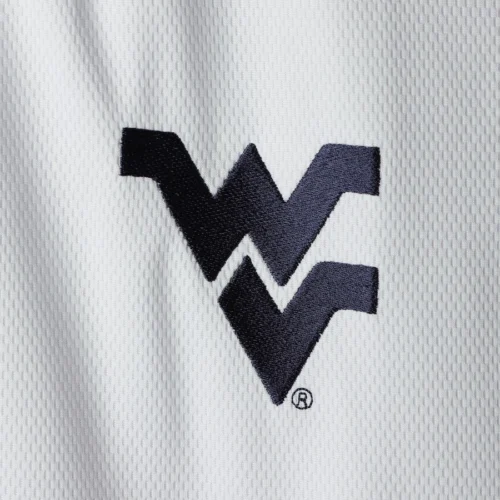 West Virginia Mountaineers Big & Tall White/Navy Satin Varsity Jacket - Image 3