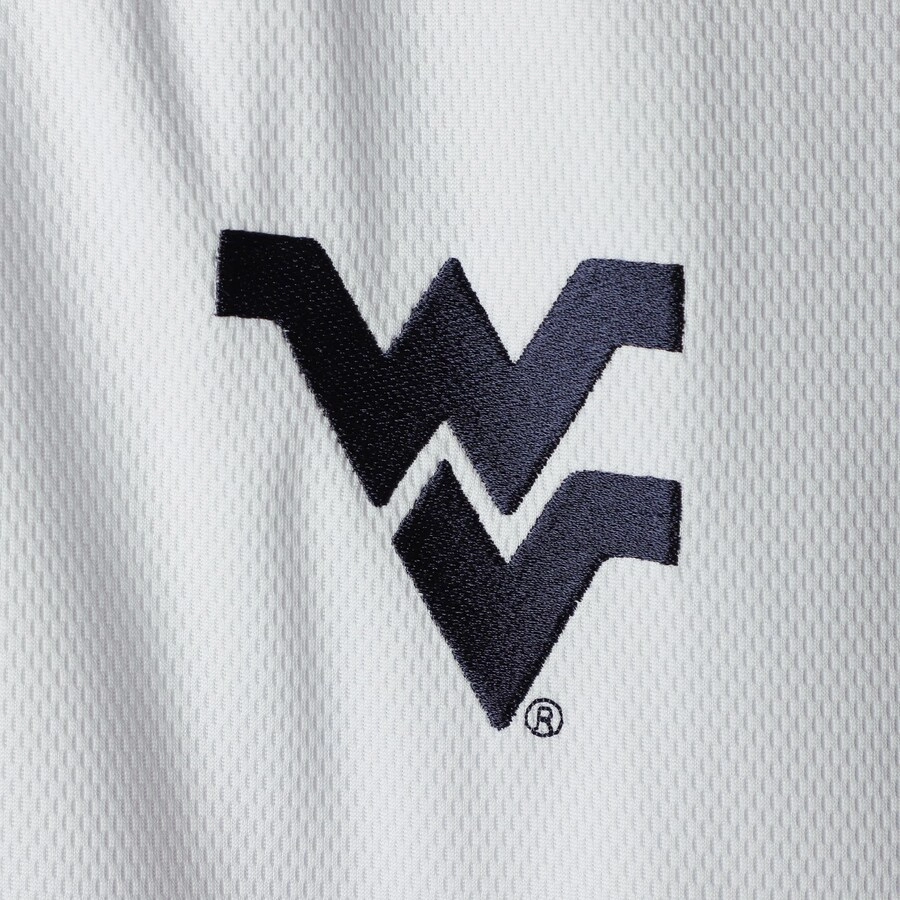 West Virginia Mountaineers Big & Tall White/Navy Satin Varsity Jacket - Image 3