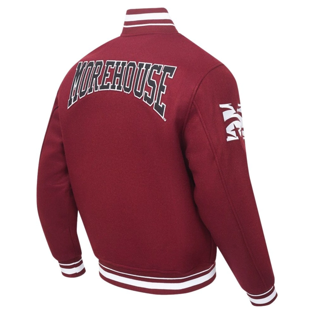 Morehouse Maroon Tigers Classic Maroon Wool Varsity Jacket - Image 4