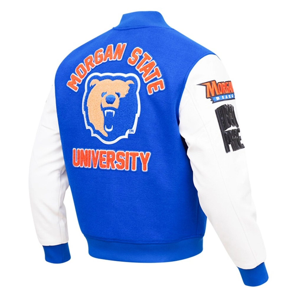 Alternative view of Morgan State Bears Classic Blue/White Wool & Leather Varsity Jacket