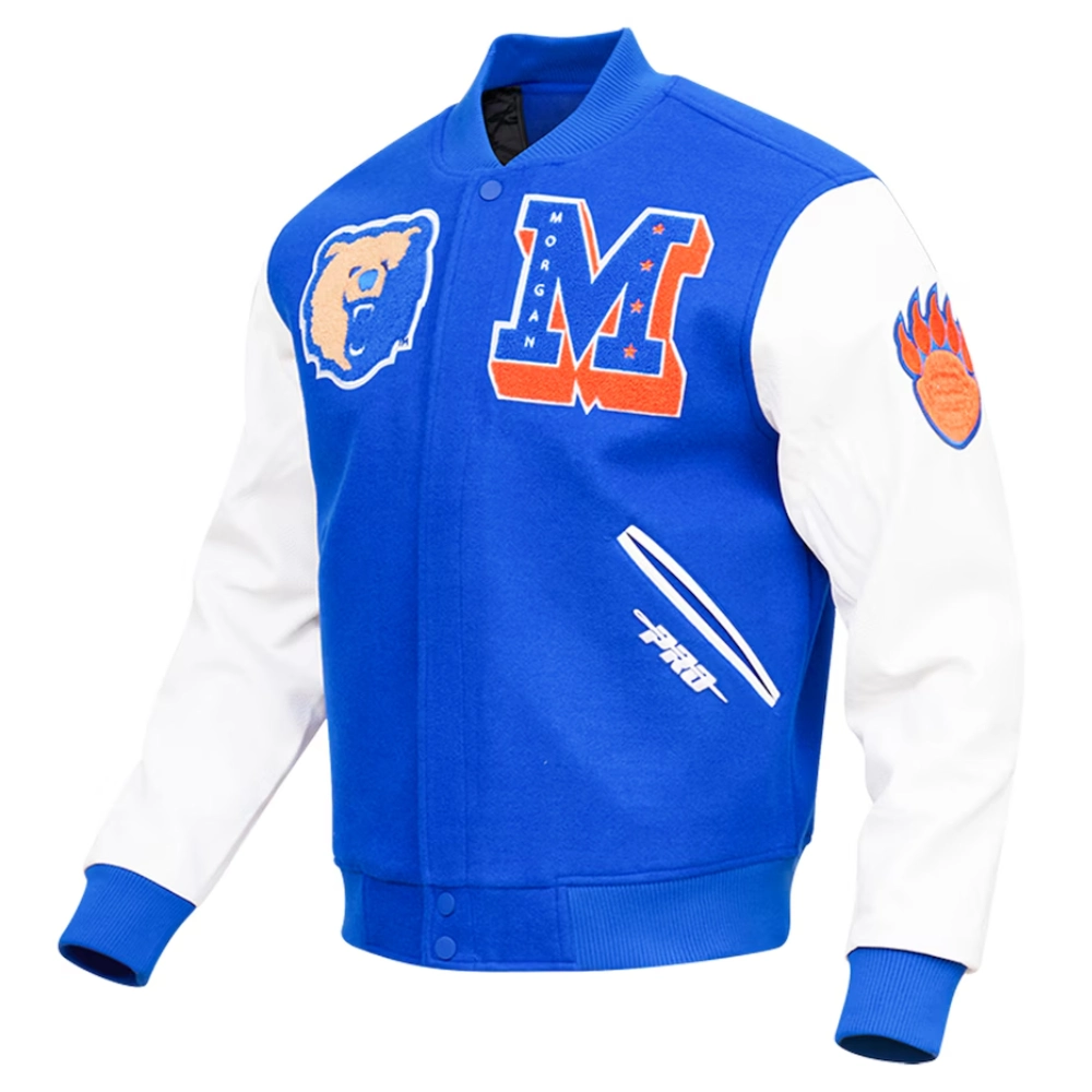 Morgan State Bears Classic Blue/White Wool & Leather Varsity Jacket