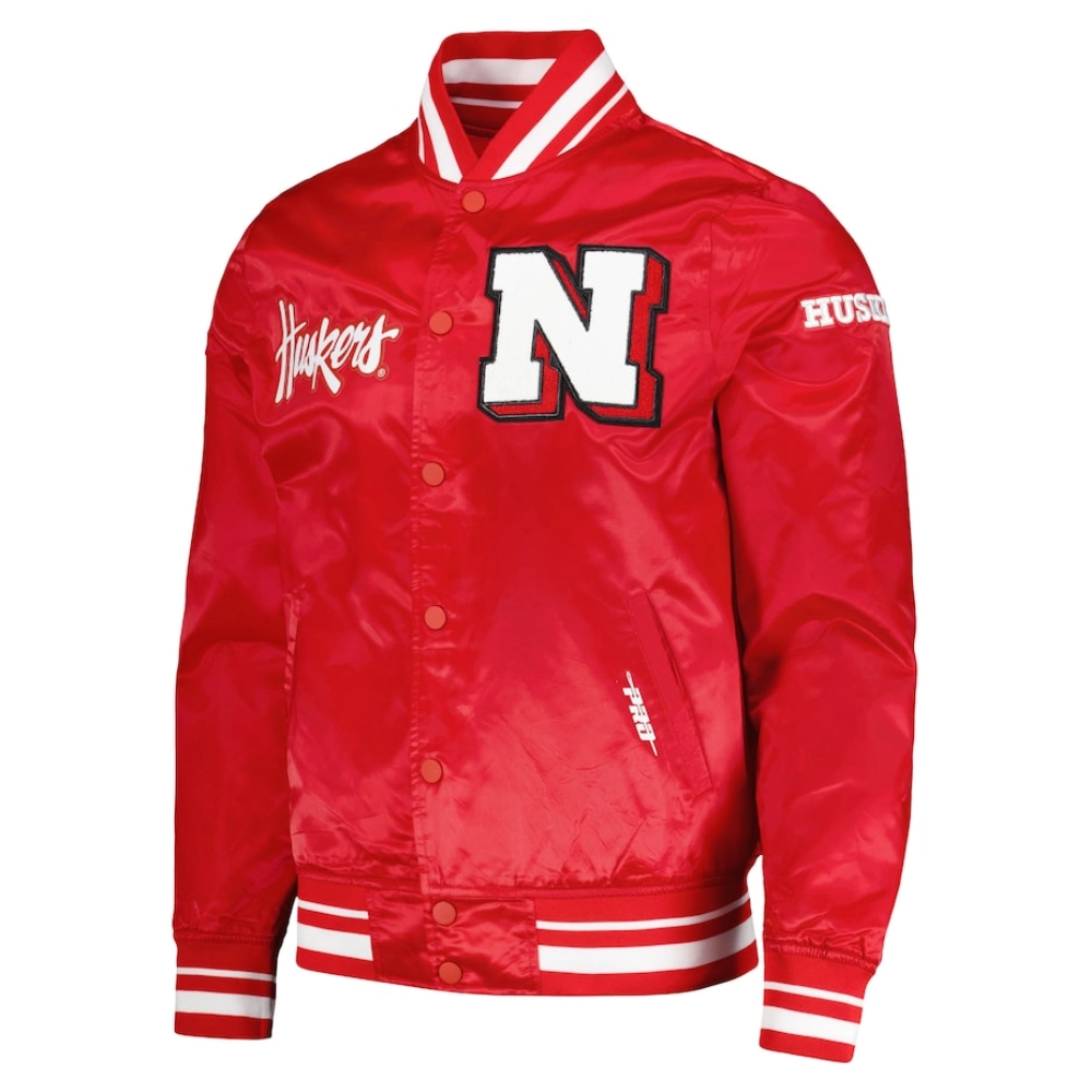 Nebraska Cornhuskers Classic Red Satin Varsity Jacket