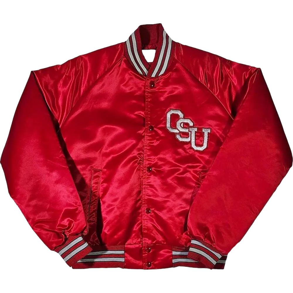 Ohio State Buckeyes Vintage 80’s Red Bomber Satin Varsity Jacket
