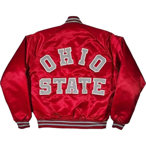 Alternative view of Ohio State Buckeyes Vintage 80’s Red Bomber Satin Varsity Jacket