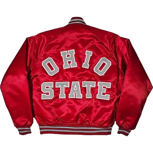 Ohio State Buckeyes Vintage 80’s Red Bomber Satin Varsity Jacket - Image 2