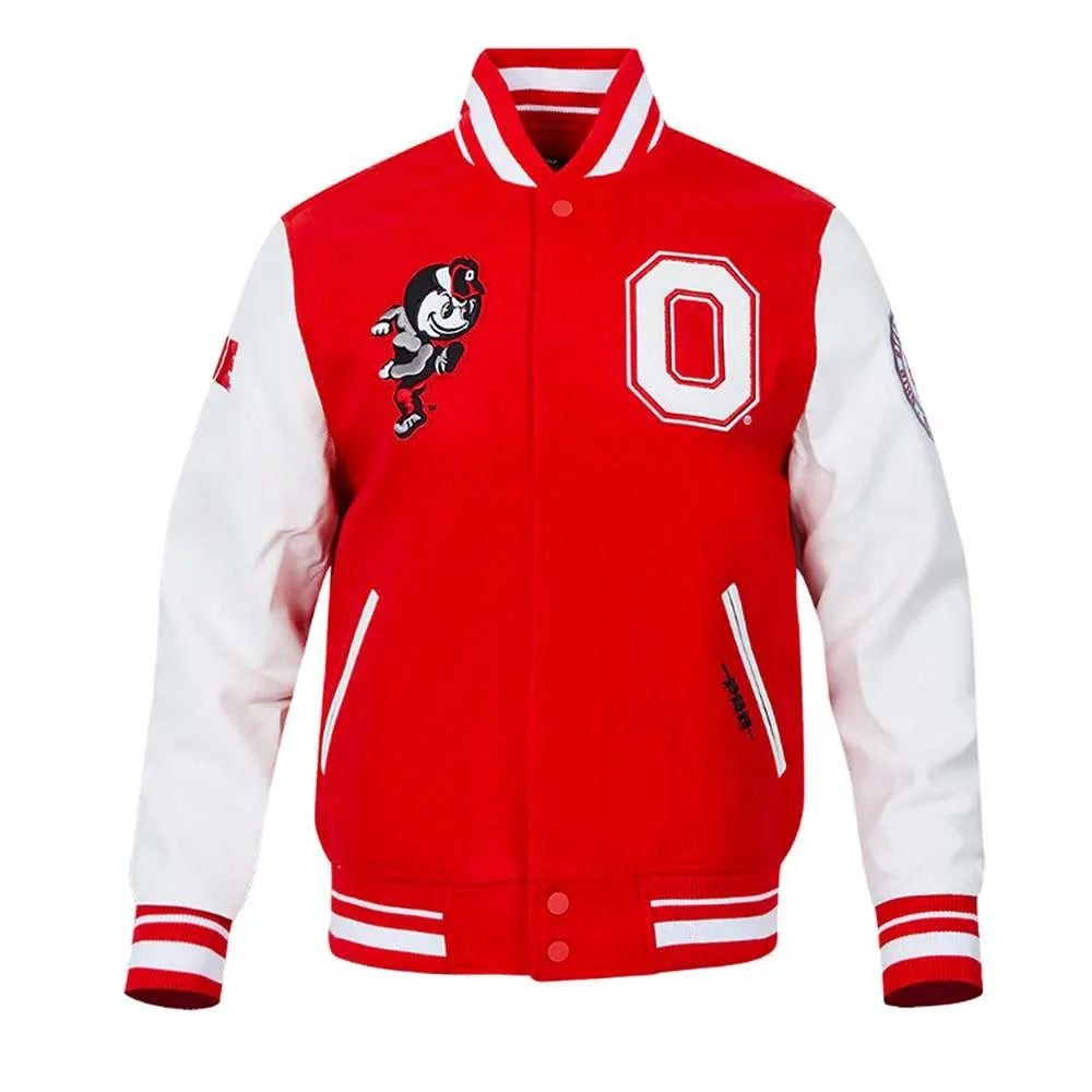 Ohio State Buckeyes Classic Red/White Wool & Leather Varsity Jacket