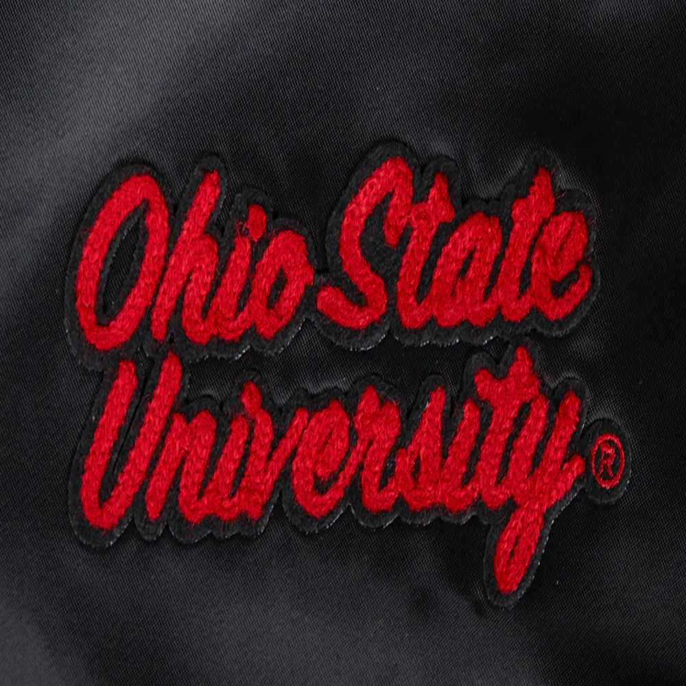 Ohio State Buckeyes Women’s Classic Black Satin Varsity Jacket - Image 5
