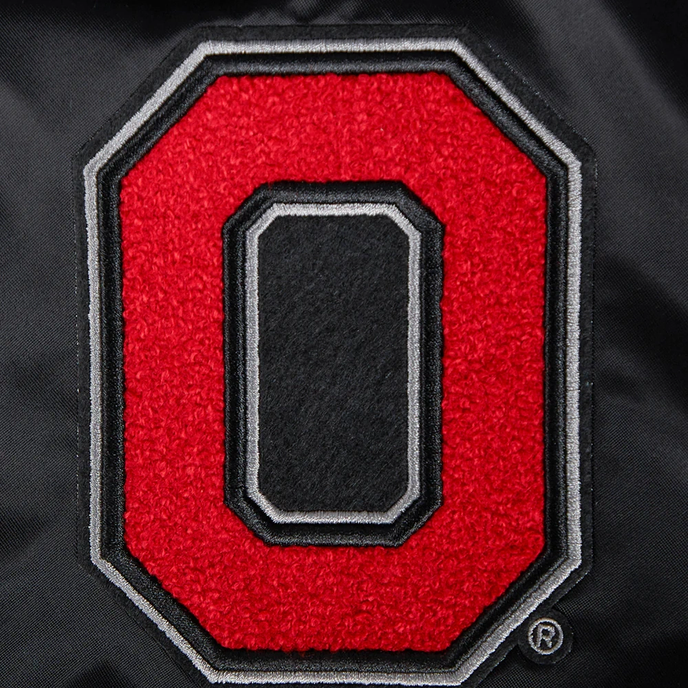 Ohio State Buckeyes Women’s Classic Black Satin Varsity Jacket - Image 6
