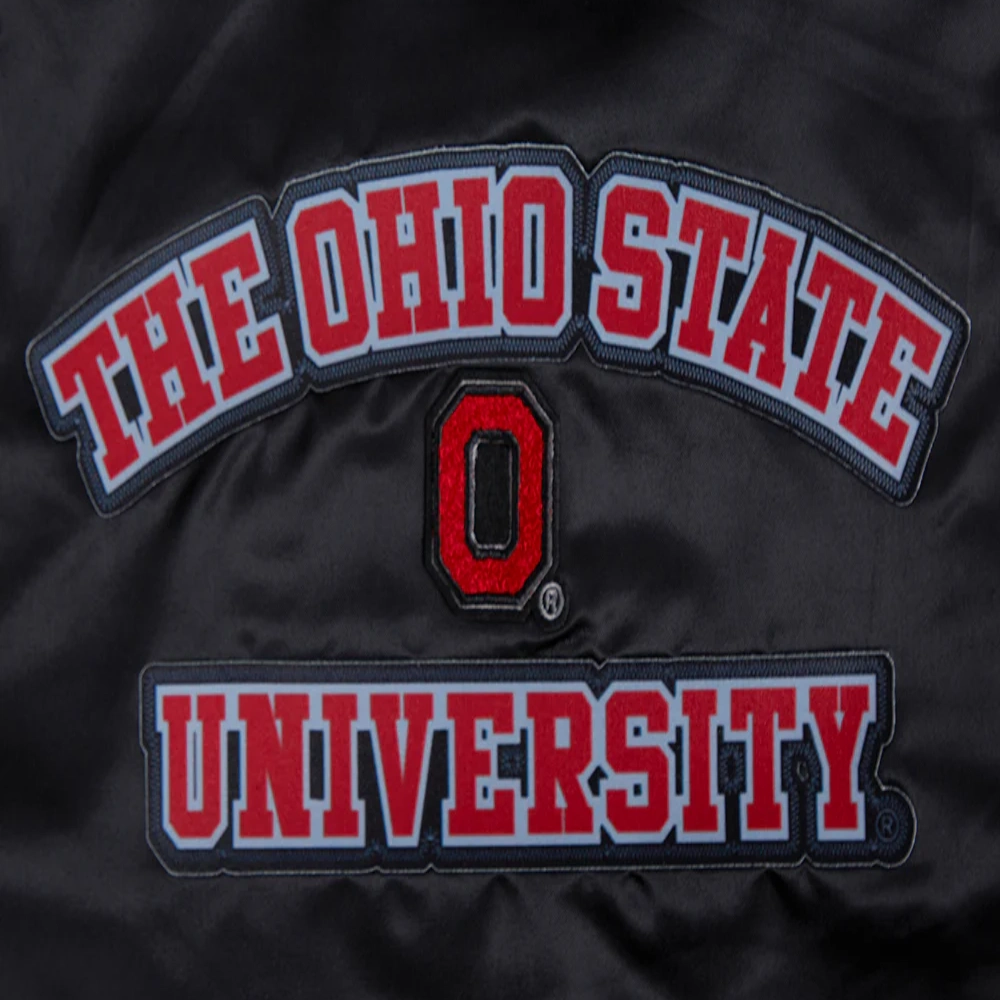 Ohio State Buckeyes Women’s Classic Black Satin Varsity Jacket - Image 9