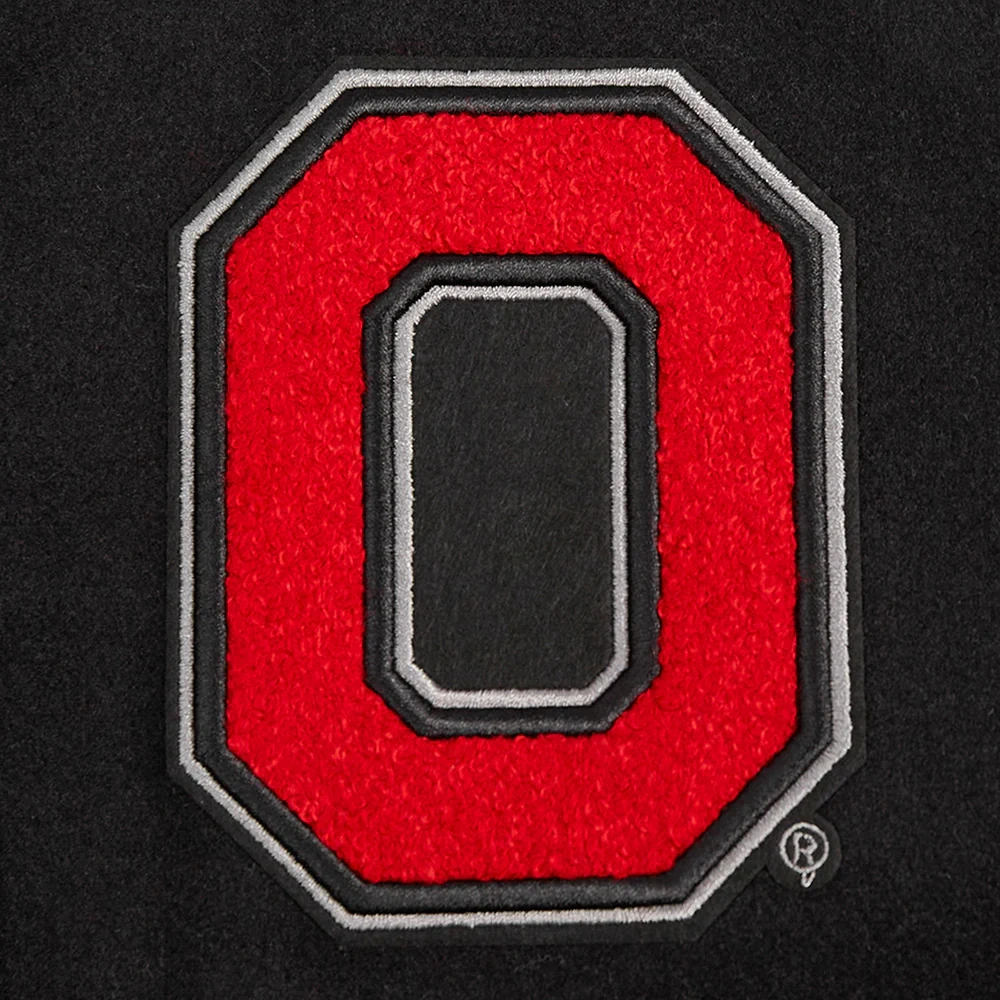 Ohio State Buckeyes Women’s Classic Black Wool & Leather Varsity Jacket - Image 7