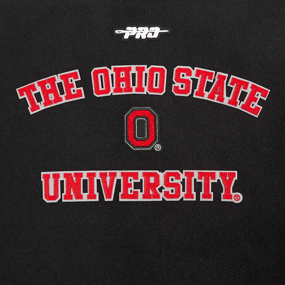 Ohio State Buckeyes Women’s Classic Black Wool & Leather Varsity Jacket - Image 10