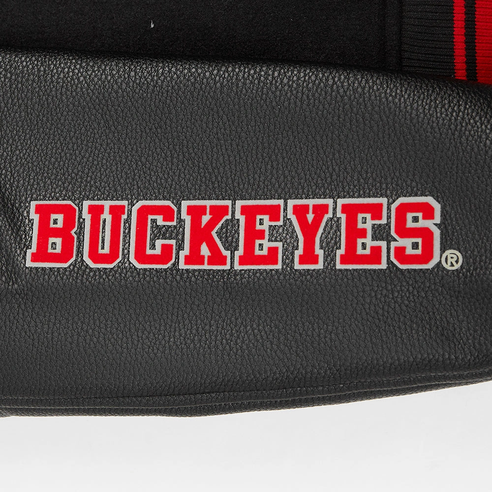 Ohio State Buckeyes Women’s Classic Black Wool & Leather Varsity Jacket - Image 9