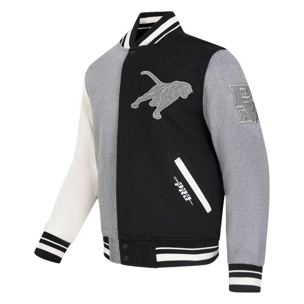 Alternative view of Prairie View A&M Panthers Classic Rib Black/Gray Wool Varsity Jacket