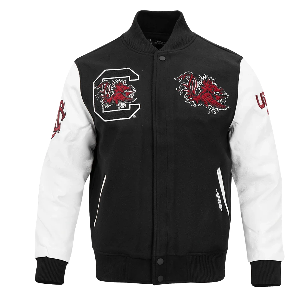 South Carolina State Bulldogs Classic Black/White Wool & Leather Varsity Jacket